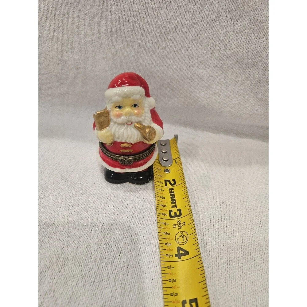 Santa Claus Hinged Porcelain Trinket Box Figurine 2-3/4